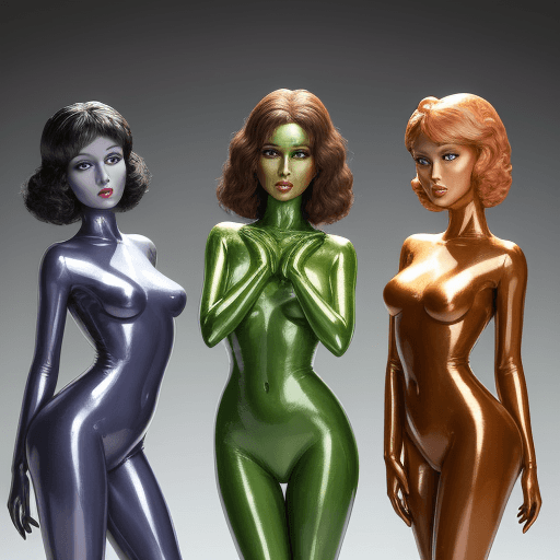 AI generated: 3 dazzling women made of wax