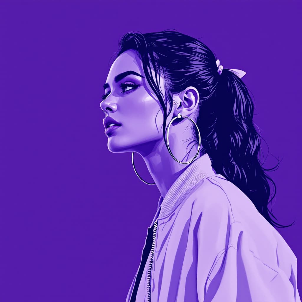 AI generated: Image is a monochromatic,create a stylized, comic-style digital illustration of a pop singer wearing...