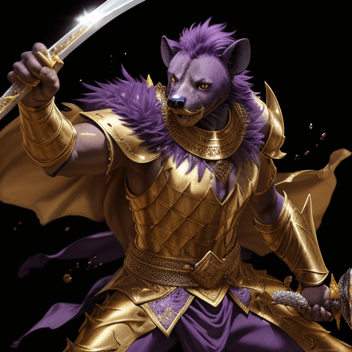 AI generated: masterpiece, concept art, mid shot, dynamic pose, centered, splash art, Were-Hyena King, (anthropomo...