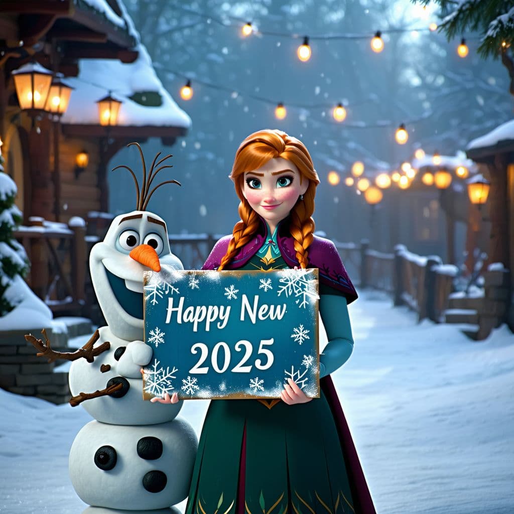 AI generated: Create a highly realistic and seductive photo of Princess Anna and Olaf from Disney's Frozen. Depict...