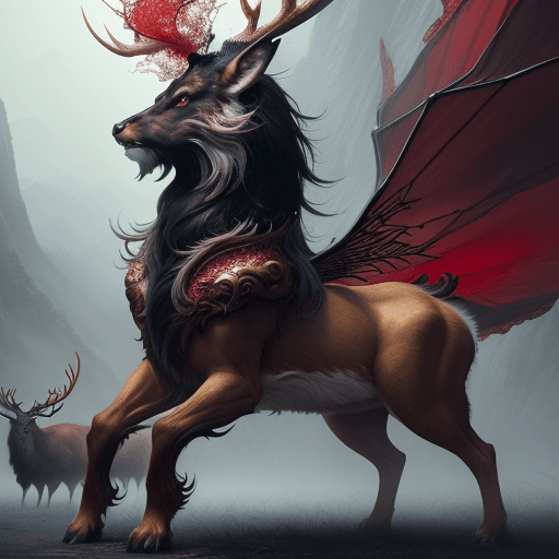 AI generated: Envision a breathtaking image where a Chinese beauty stands
alongside a majestic stag, seamlessly bl...