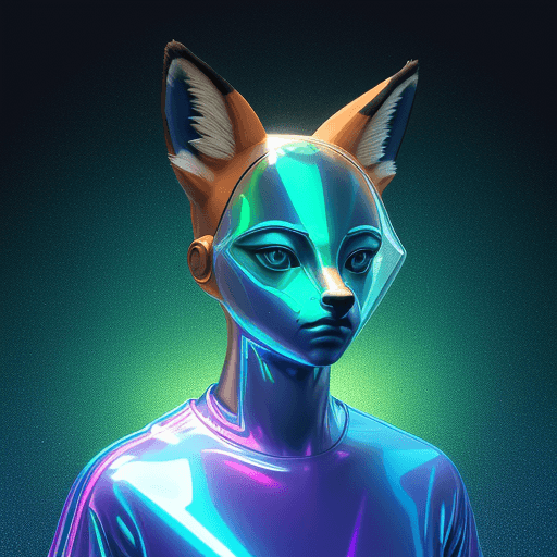 AI generated: 
3D cartoon Fox Head with Human Body, Wearing Iridescent Holographic Liquid Texture & Translucent Ma...