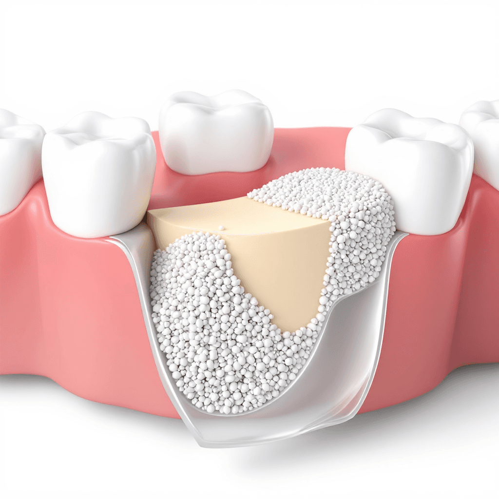 AI generated: Hyperrealistic medical and educational illustration showing a bone regeneration procedure on the man...