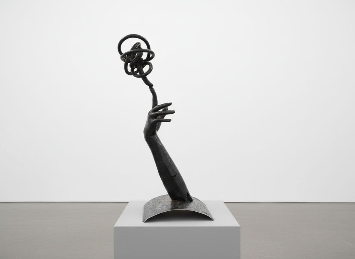 AI generated: close up of the sculpture only, white wall, art gallery setting, professional studio photography