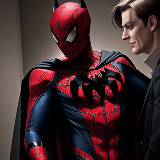 AI generated: spiderman meets batman in a red and black costume with a cape