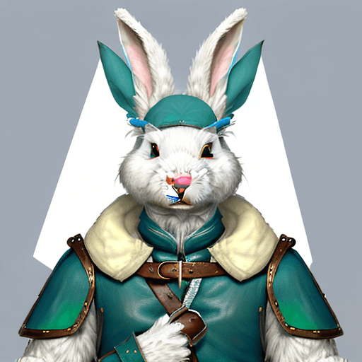 AI generated: male d&d harengon, male dnd rabbitfolk :: white fur with light blue tipped ears, bright, swashbuckle...