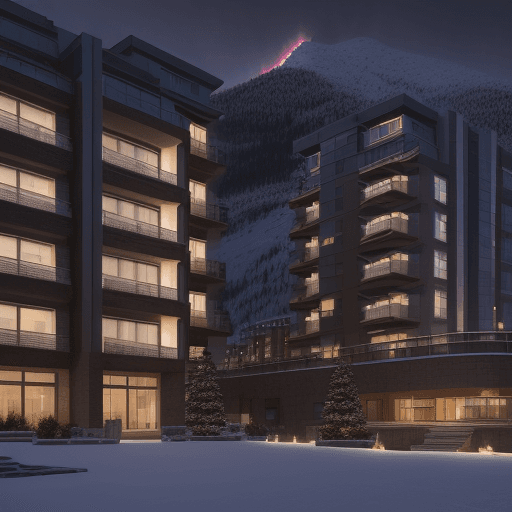 AI generated: "Eye-level photography, front view of a 9-story building (ground floor as lobby and entrance, and 8 ...