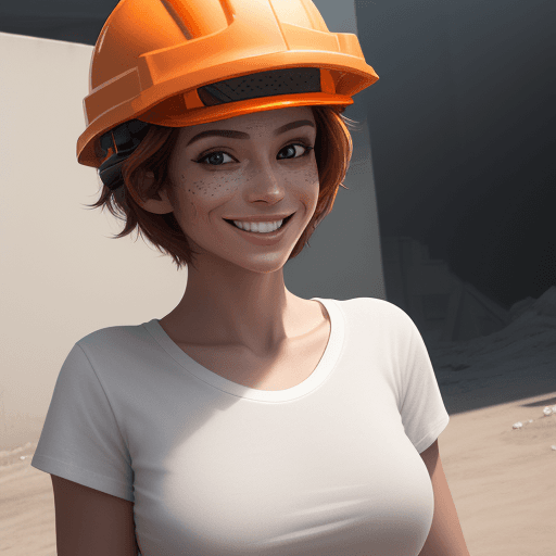 AI generated: with an orange construction helmet, photorealistic, high contrast, 8k HD, detailed, hyper-detailed, ...