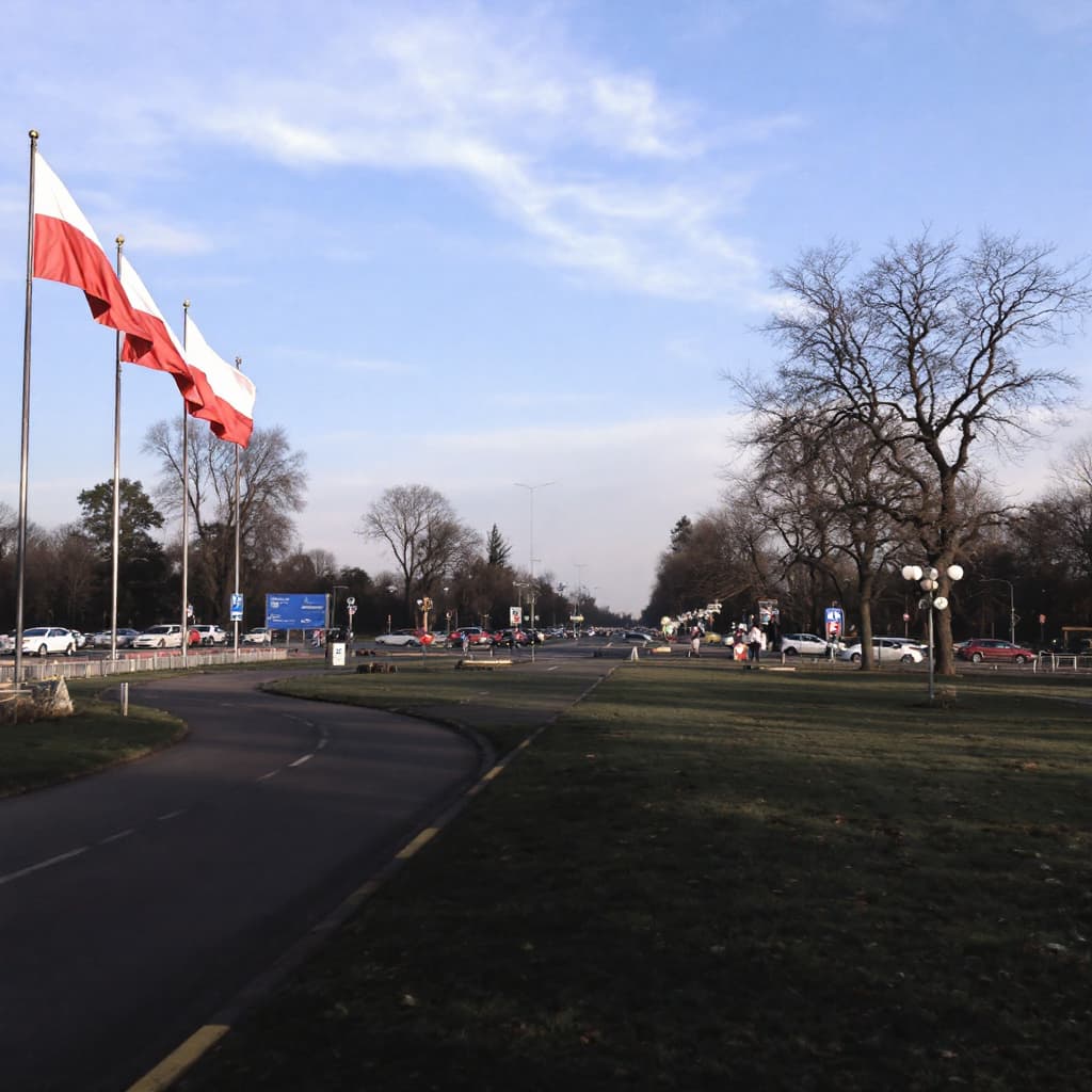 AI generated: Zołinerz na polu bitwy z flaga POLSKI , w tle zniszczone budynki samochody i insfrastruktura , panuj...