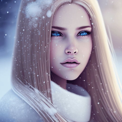 AI generated: ultra detailed, detailed, girl with medium lenght hair blonde, cinematic, light, snow