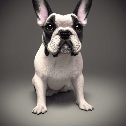 AI generated: portrait of the cutest french bulldog ever, fluffy, photorealistic, soft lighting, unreal engine --a...
