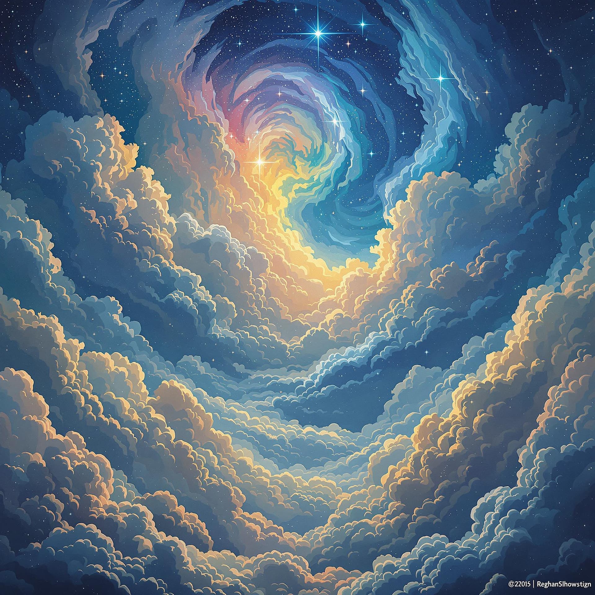 AI generated: photo illustration from a world in the clouds, in the style of tanya shatseva, the stars art group (...