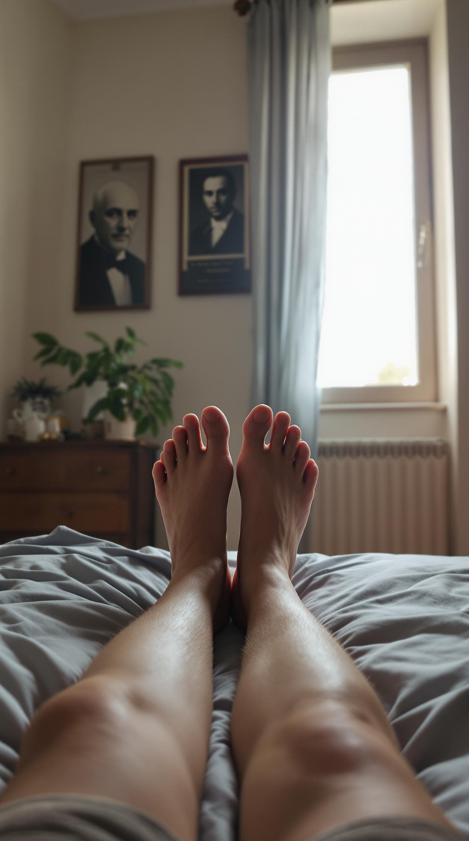 AI generated: POV First-Person View, I wake up in my bedroom, in my own single living space here in Iran. The atmo...