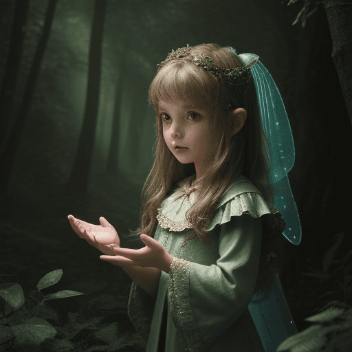 AI generated: 8 years old girl, in the forest, near animals, magic, cinematic, fairy tale, high detail, 8k