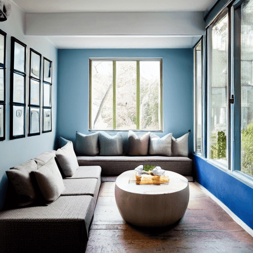AI generated: high resolution photography interior design, dreamy sunken living room conversation pit, wooden floo...