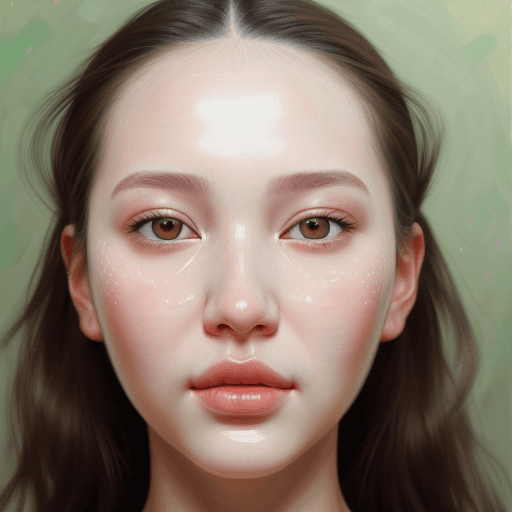 AI generated: Hi def close-up of a pretty woman's face shown with intricate detail, you can see her pores and peac...