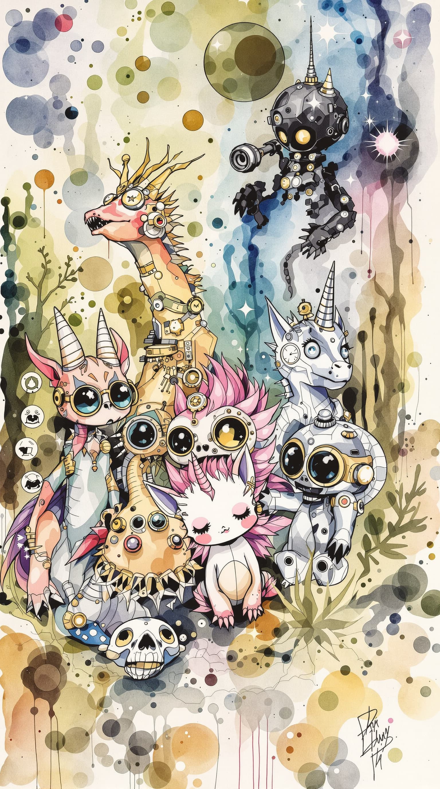 AI generated: alcohol splash style detailed ink wash and pen sketch portrait, beautiful detailed surreal impressio...