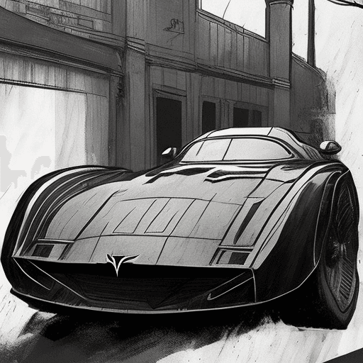 AI generated: Batmobile, in the style of sam spratt, historical illustrations, old masters, genndy tartakovsky, so...