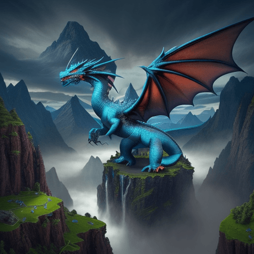 AI generated: a legendary dragon flying over a vast and majestic land. Imagine a dragon with huge wings stretching...