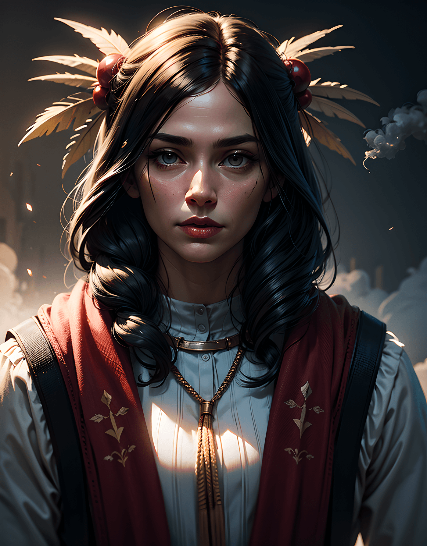 AI generated: detailed photography, high quality, DSLR, {beautiful enchanted magical North-American Native woman a...