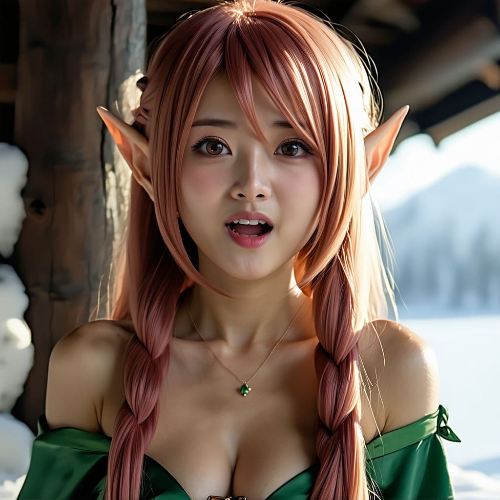 AI generated: high res, elf girl, dick in mouth, cum in mouth, aheago, female orgasm, blowjob,