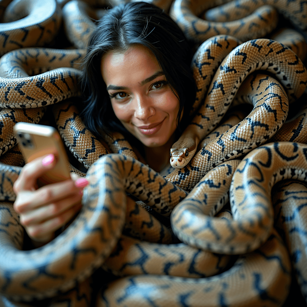 AI generated: a stunning number of snakes crawling over each other, a writhing composition with a large number of ...