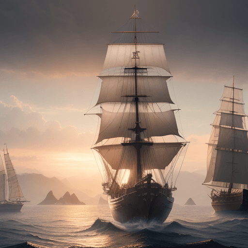 AI generated: Photo of a ultra realistic sailing ship, dramatic light, pale sunrise, cinematic lighting, battered,...