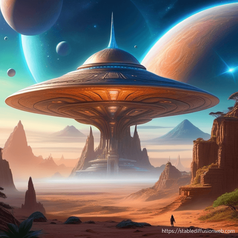 AI generated: alien lost civilization, fantasy, space art