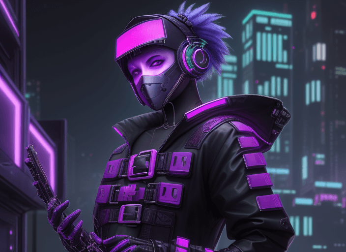AI generated: Cyber punk minstrel outfit

