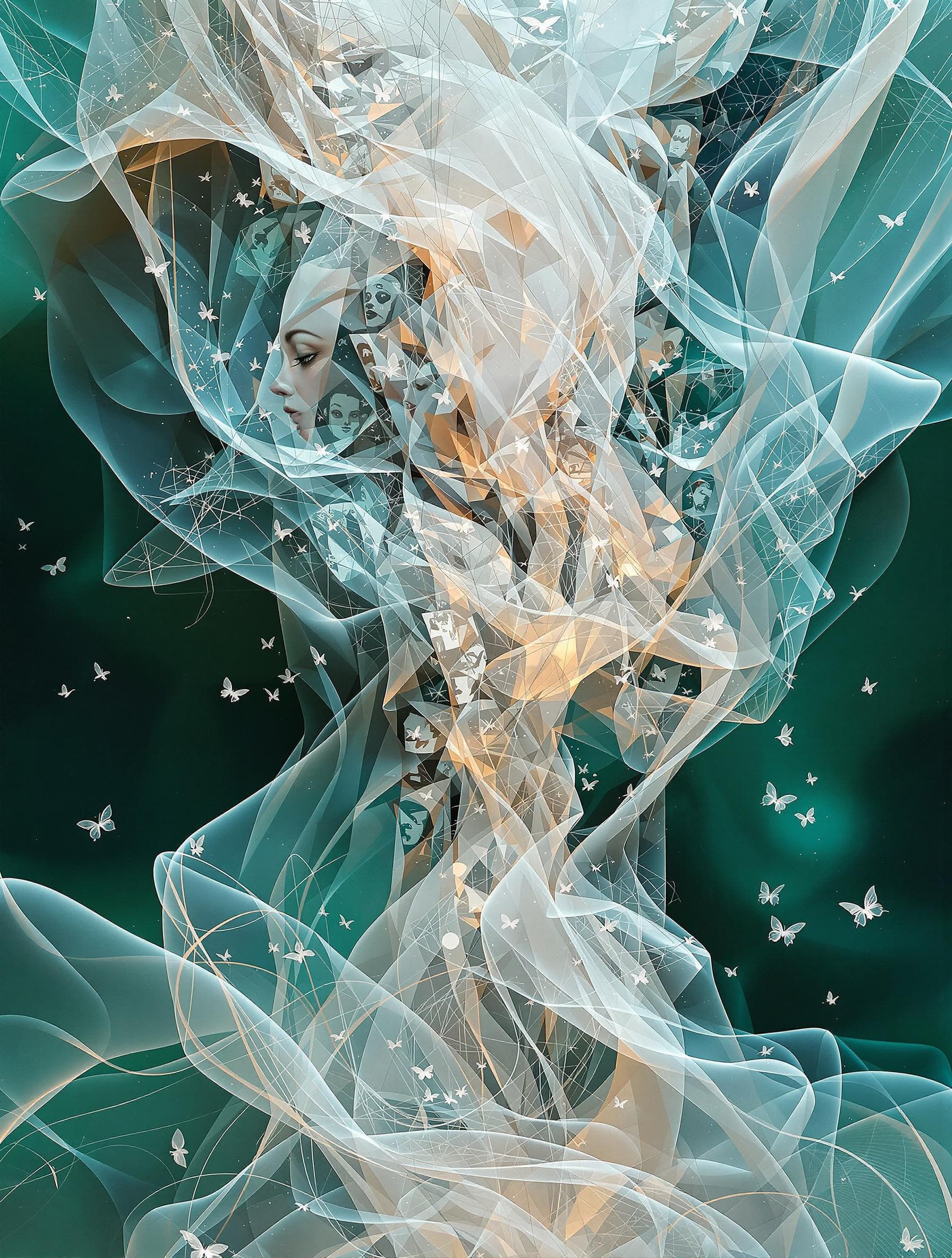 AI generated: Textured and Mixed-Media Art:: 3D relief effect:: sculptural details raised from the canvas:: heavy ...
