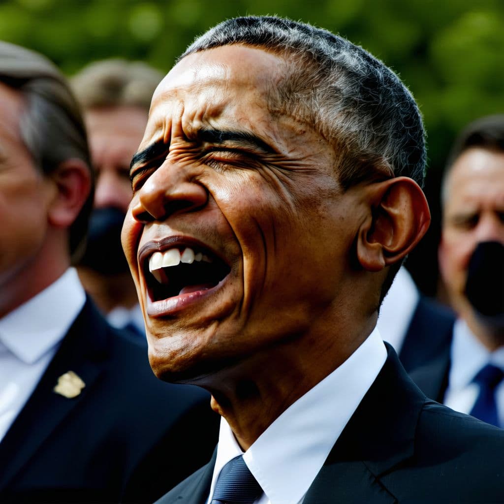AI generated: crying obama, devastated, no hope, wide camera shot, high quality