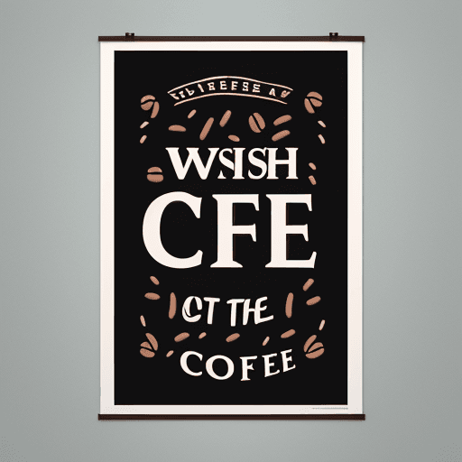 AI generated: a poster ,have the complete word"wish coffee" in the middle 