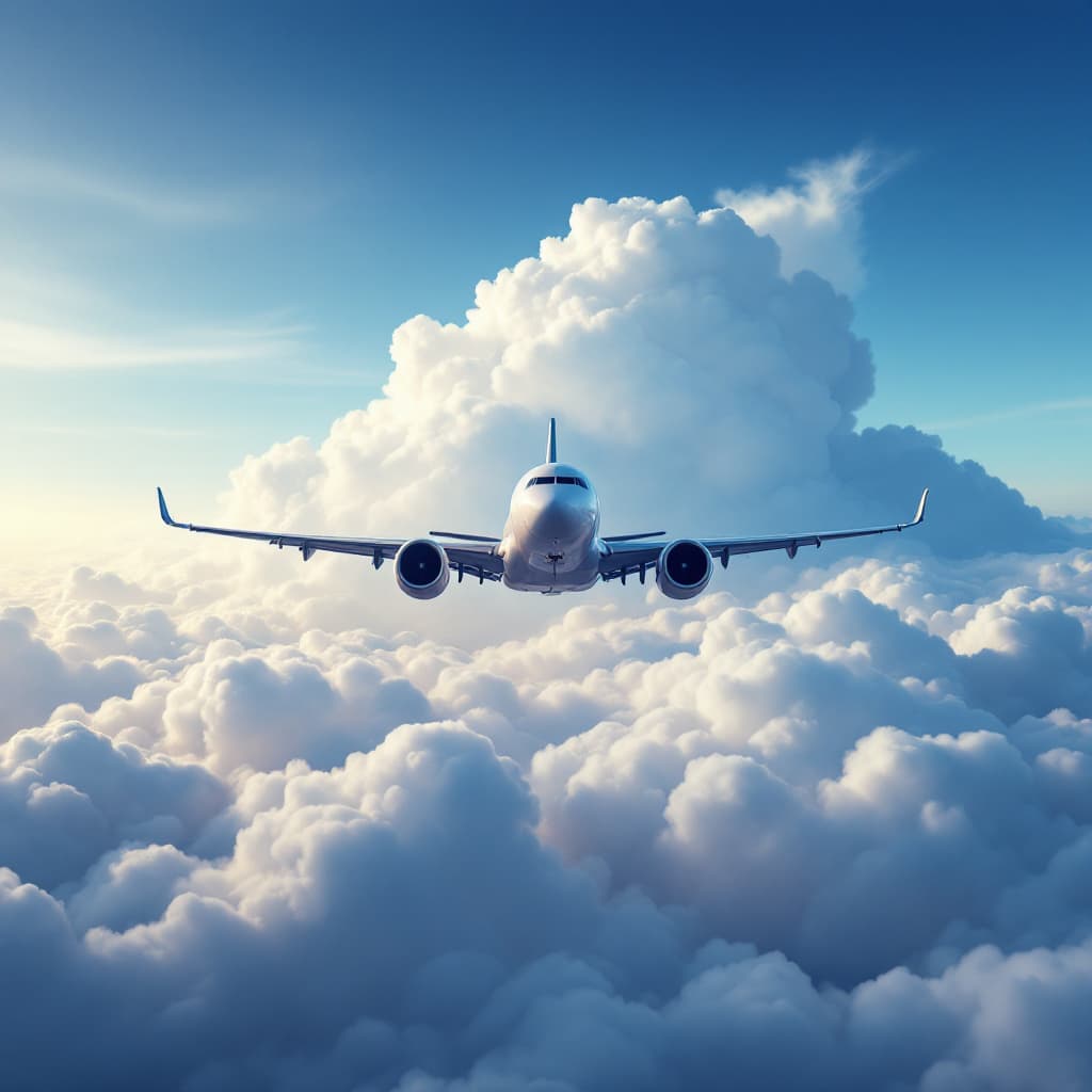 AI generated: a aeroplane passing through cloud with 4k effect