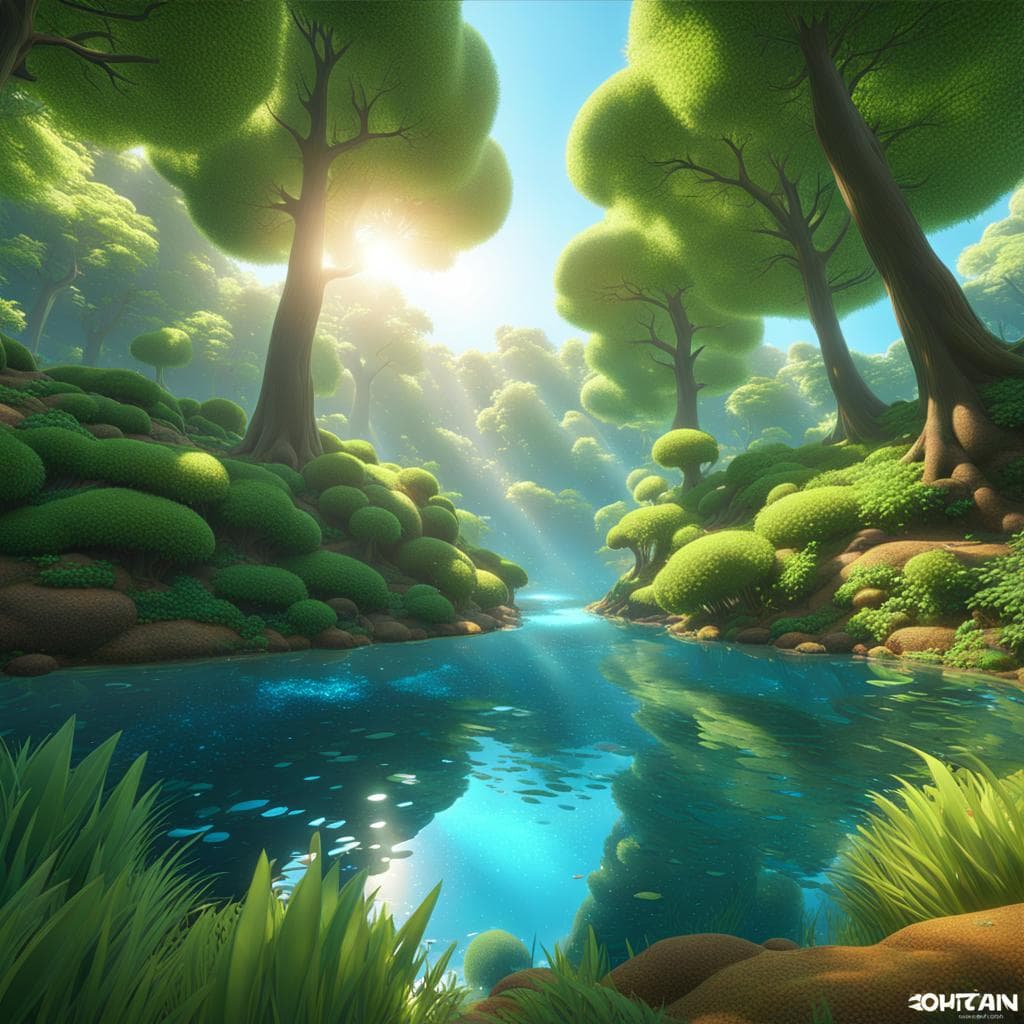 AI generated: a tranquil forest, 3d fractals, perfect composition, beautiful, detailed, intricate, insanely detail...