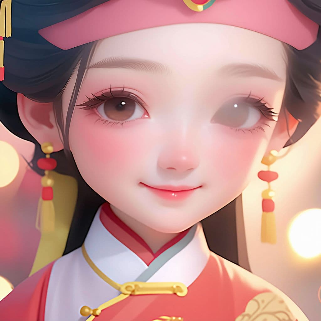 AI generated: Flat illustration, Cute girl, chinese idol, close up, 3D, Tiny cute, depth of field, Bokeh, Hyper de...