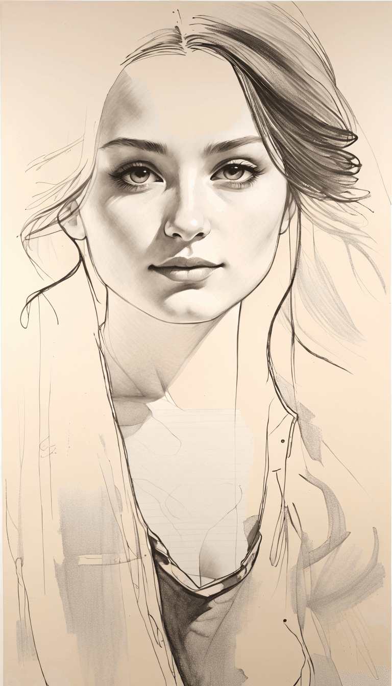 AI generated: A pencil painting of a beautiful woman,  unfinished sketch, the elegance of simplicity, inspired by ...