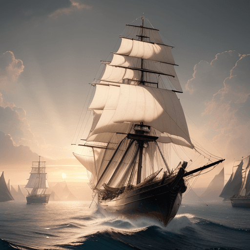 AI generated: Photo of a ultra realistic sailing ship, dramatic light, pale sunrise, cinematic lighting, battered,...