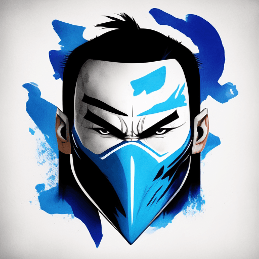 AI generated: 
Sub Zero from Mortal Kombat, ink artistic conception, with typography elements, abstract, complemen...