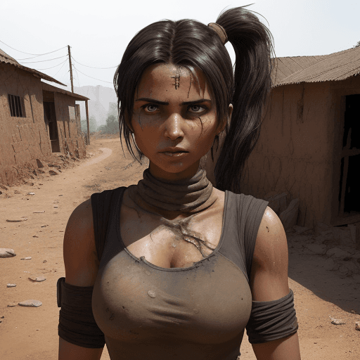 AI generated: features a young girl named Farha. She is standing in a village that has long suffered from drought....