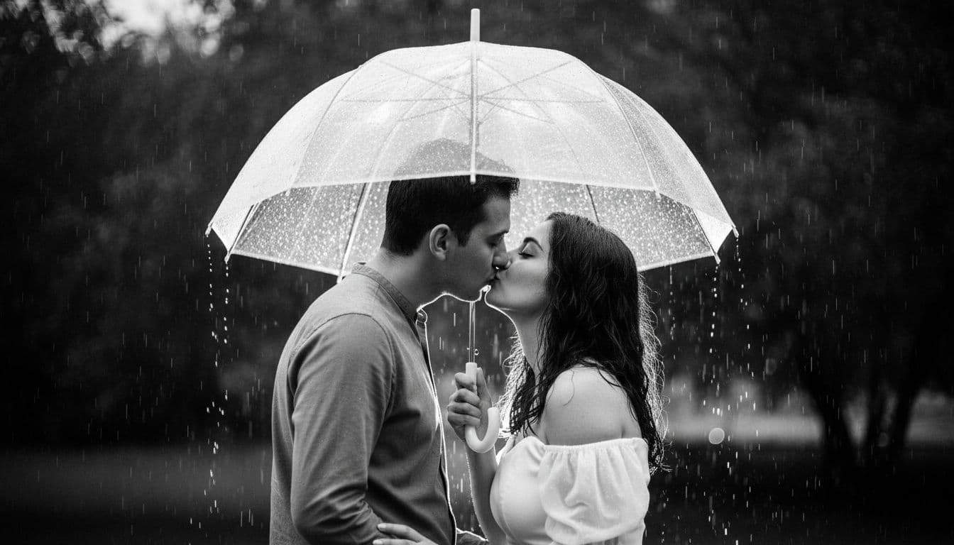 AI generated: photorealistic, exquisite detailed black-and-white photograph captures an intimate moment between a ...