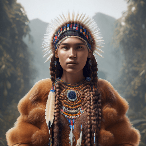 AI generated: hyper realistic photograph, portrait of a southamerican indigenous woman with BROWN eyes and BROWN h...