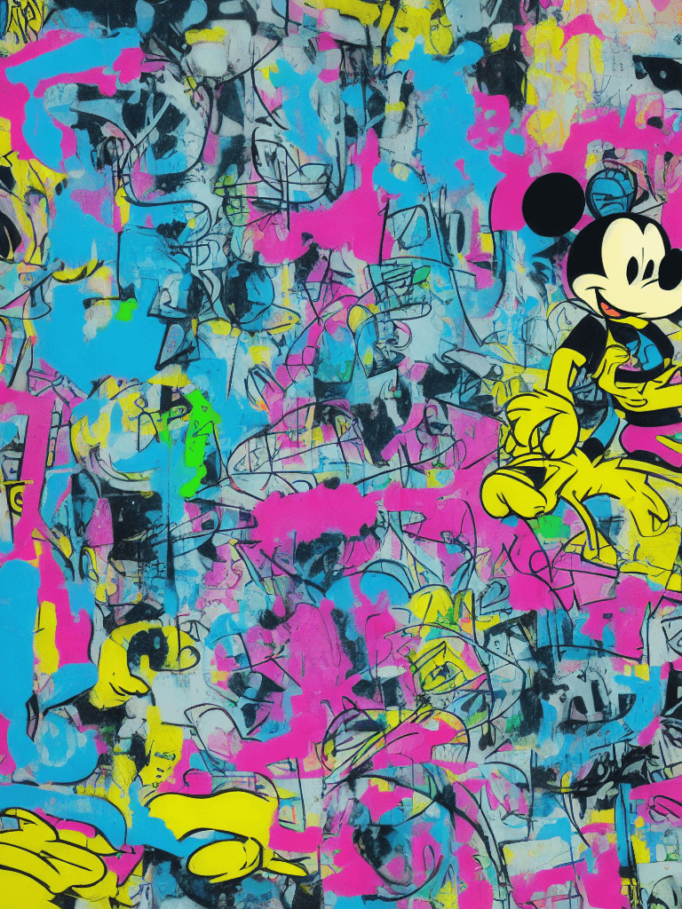 AI generated: risograph style, dadaism and expressionism mix, double exposure collage of graffiti street art and m...