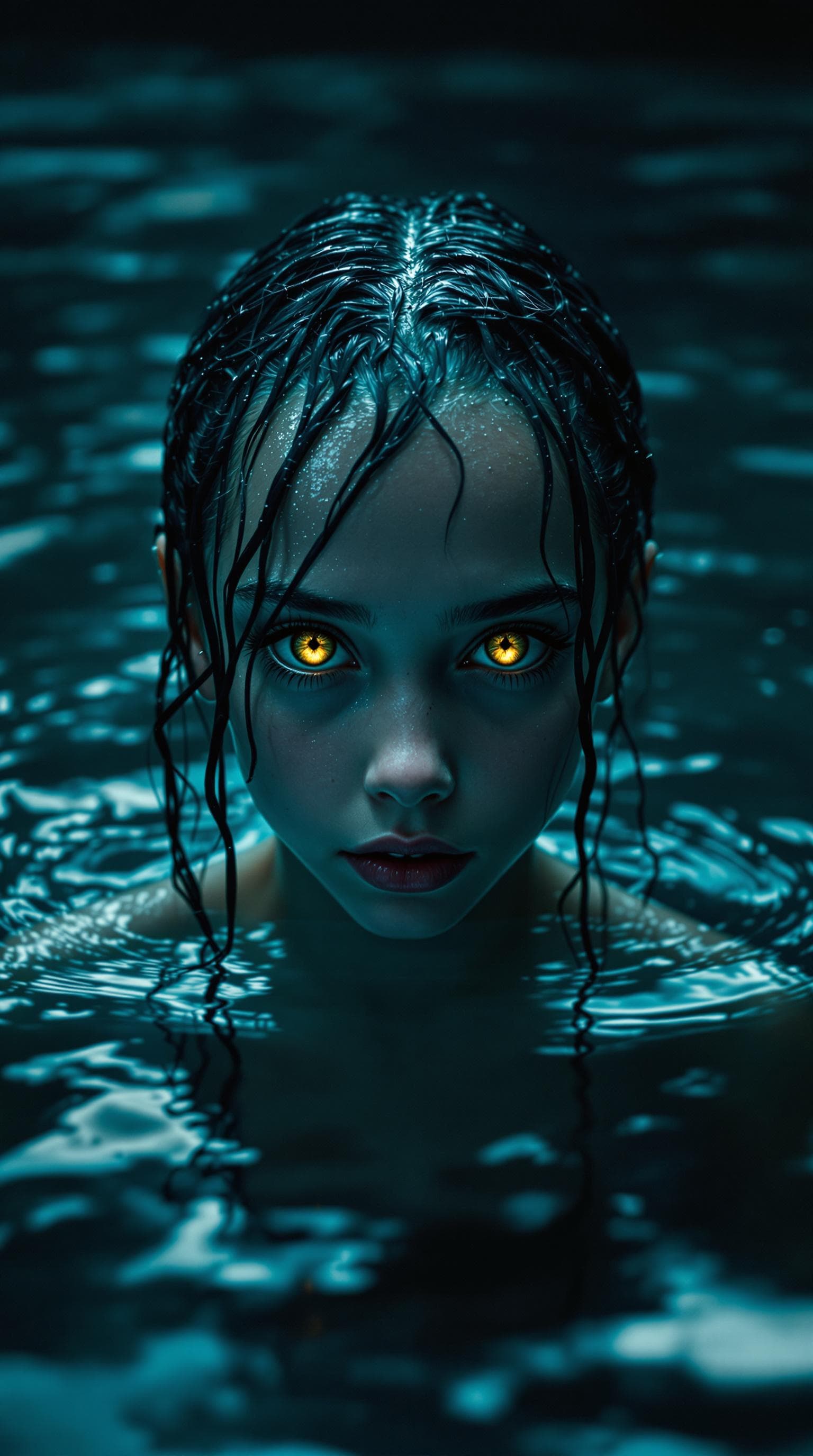 AI generated: a professional photo of a exceptionally of the most beautiful (age 11) young girl in a nightmarish p...