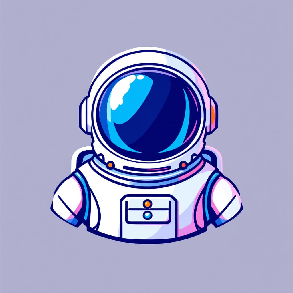 AI generated: Minimalist flat icon design of an astronaut in a spacesuit; futuristic helmet with a reflective viso...