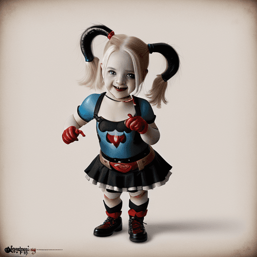 AI generated: Cute and adorable Harley Quinn baby, fantasy, dreamlike, surrealism, super cute, trending on artstat...