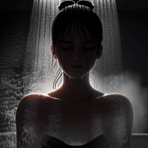 AI generated: Silhouette taking a shower, steam from hot water in the room, beautiful body, beautiful shape, high ...