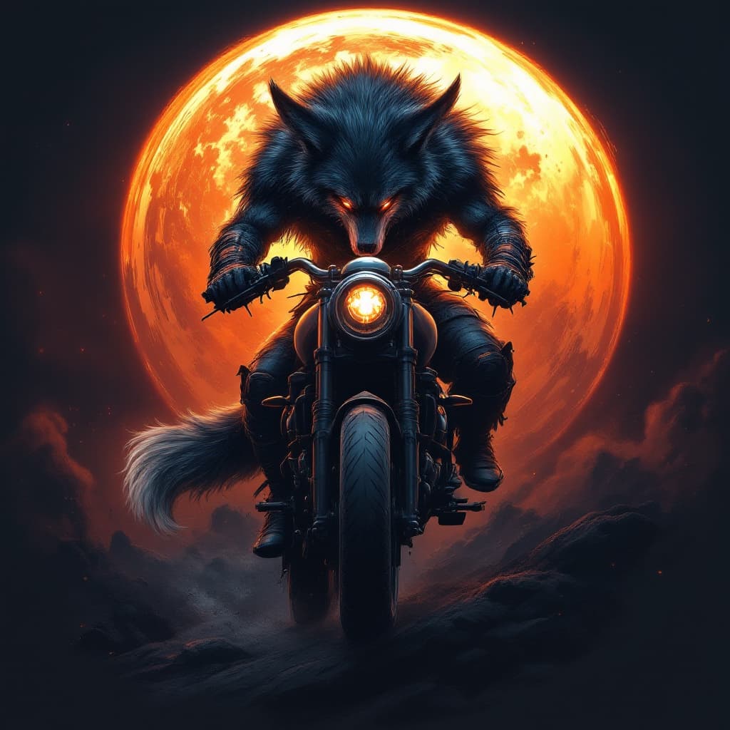 AI generated: Warrior wolf design for motorcycle