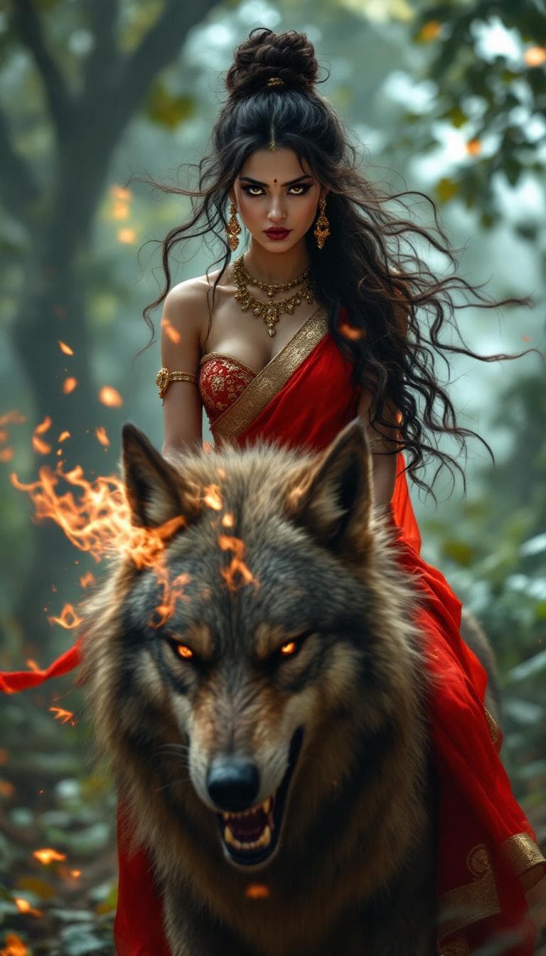 AI generated: full body view  of most beautiful kurdish girl , most beautiful girl in elegant bold color red saree...