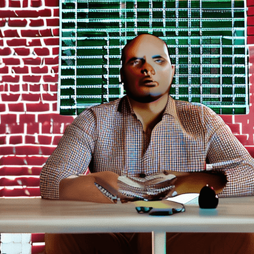 AI generated: a man sit on table