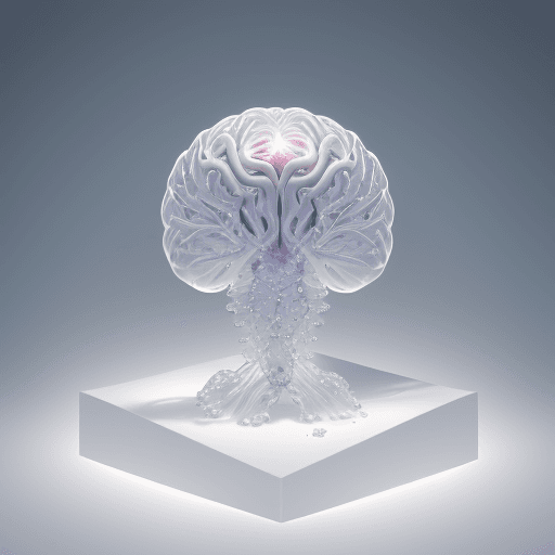AI generated: opalescence technical digital design, a human organ brain perfectly recreated as a crystal sculpture...